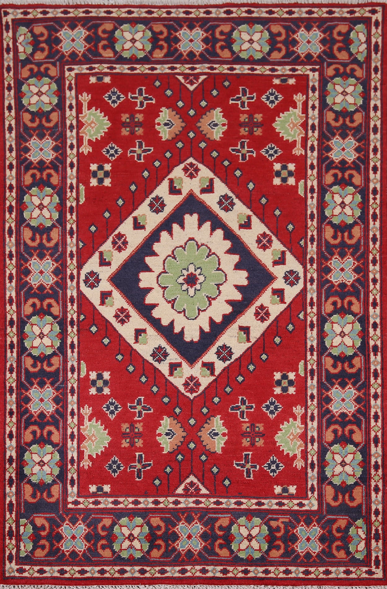 Geometric Red Kazak Oriental Accent Rug 3x5