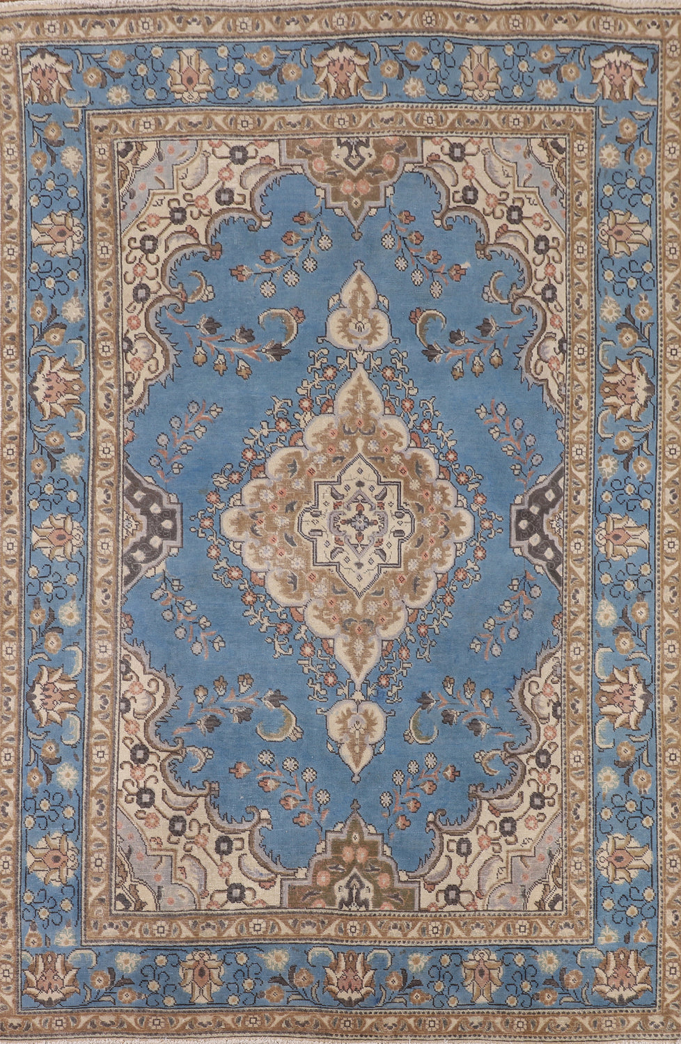 Traditional Blue Tabriz Persian Area Rug 6x10