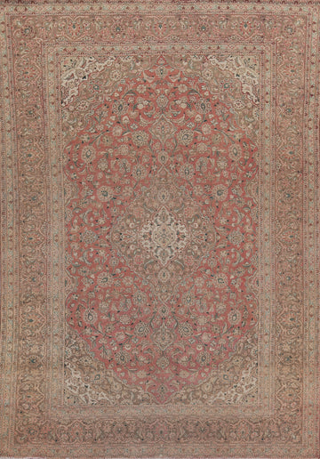 Traditional Pink Floral Kashan Persian Area Rug 10x13