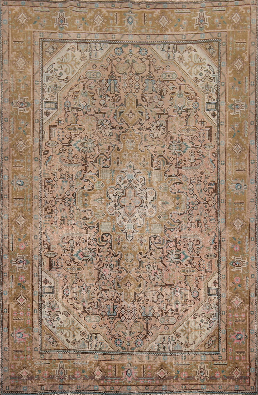 Distressed Vintage Tabriz Persian Area Rug 6x9