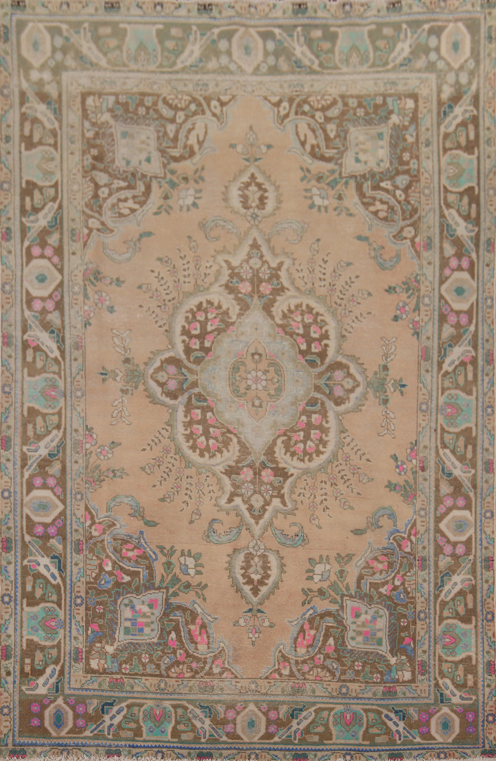 Distressed Wool Tabriz Persian Area Rug 7x10