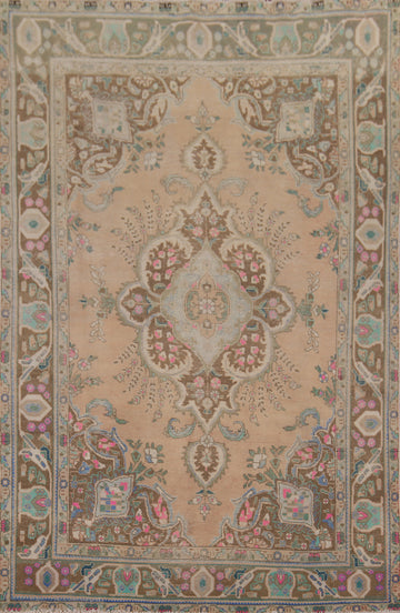 Distressed Wool Tabriz Persian Area Rug 7x10