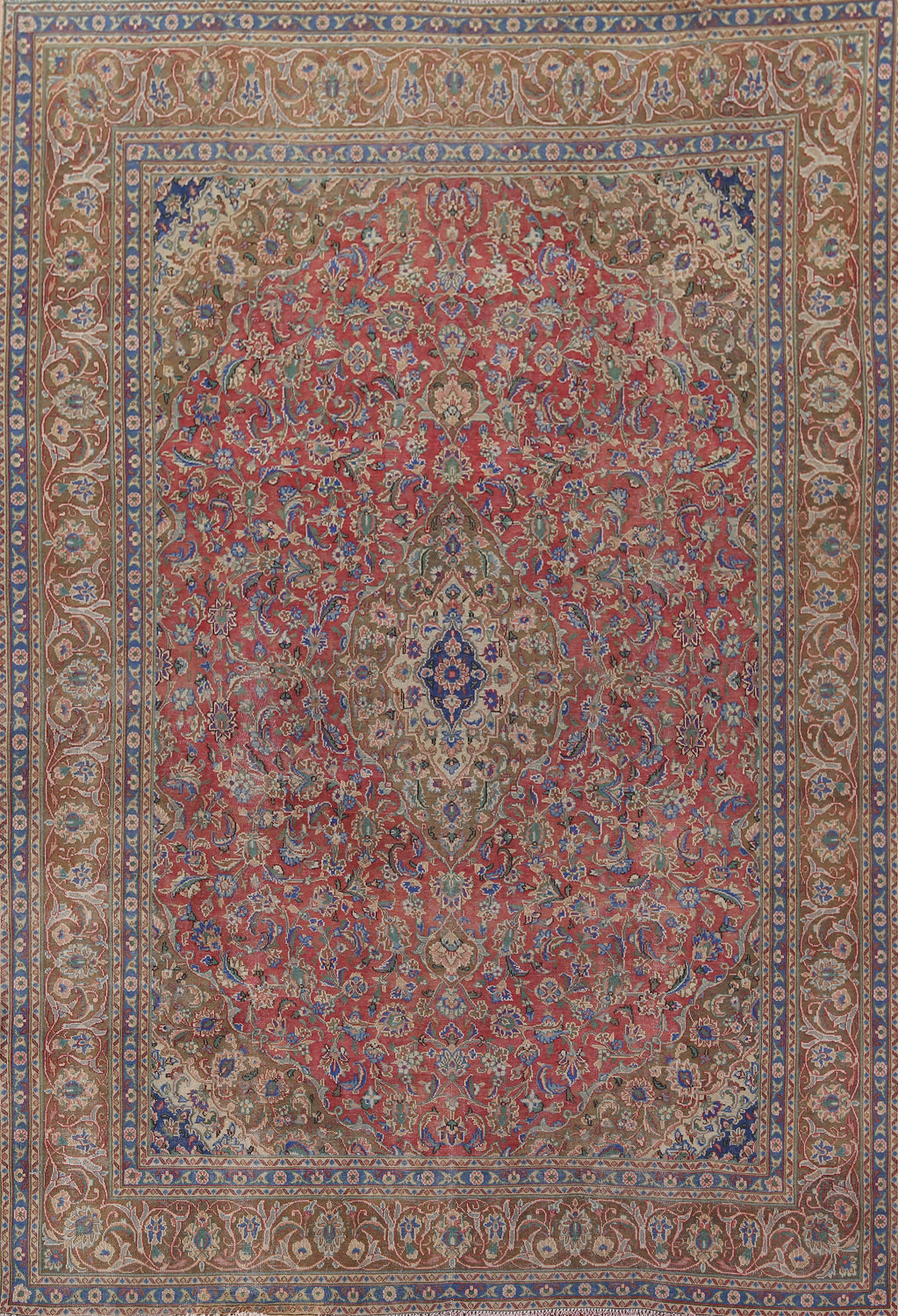 Distressed Mashad Persian Area Rug 10x13