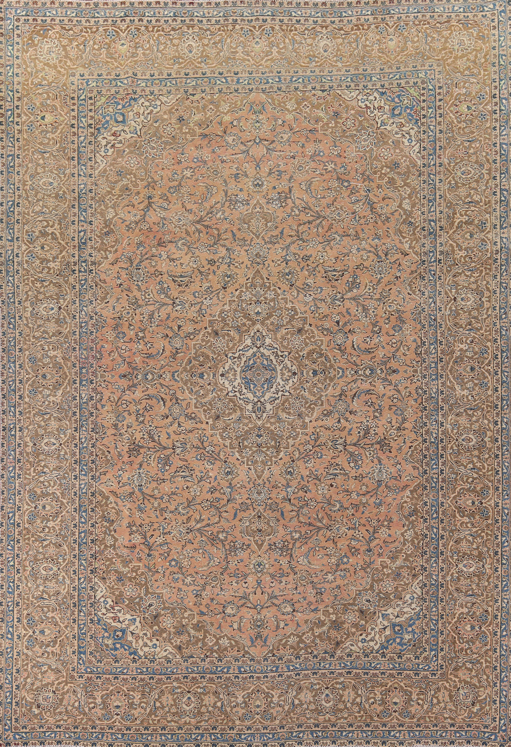 Distressed Floral Kashan Persian Area Rug 10x13