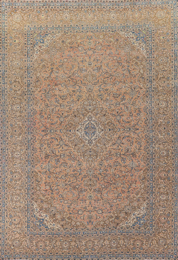 Distressed Floral Kashan Persian Area Rug 10x13