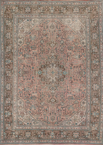 Distressed Pink Tabriz Persian Living Room Rug 8x11