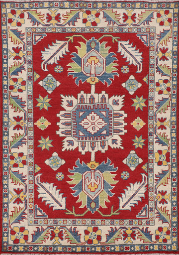 Geometric Wool Red Kazak Foyer Rug 3x5