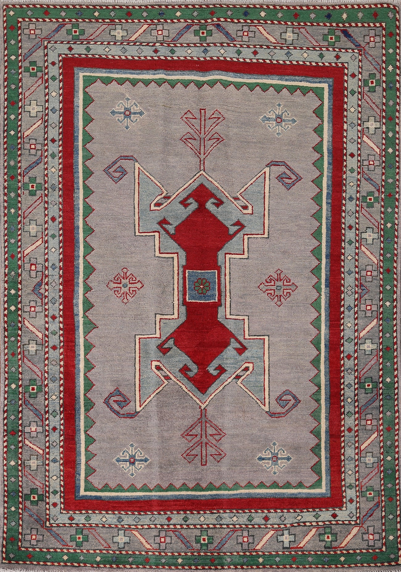 Geometric Kazak Oriental Foyer Rug 4x6