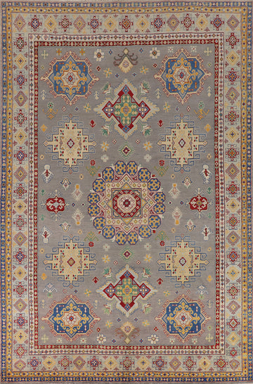 Handmade Gray Kazak Living Room Area Rug 8x12