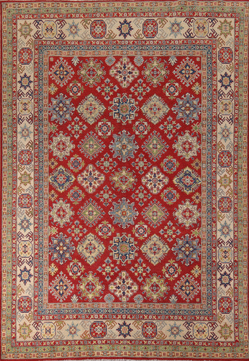 Geometric Red Kazak Living Room Area Rug 9x12