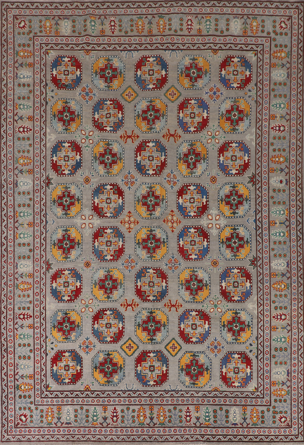 All-Over Geometric Kazak Wool Area Rug 8x11