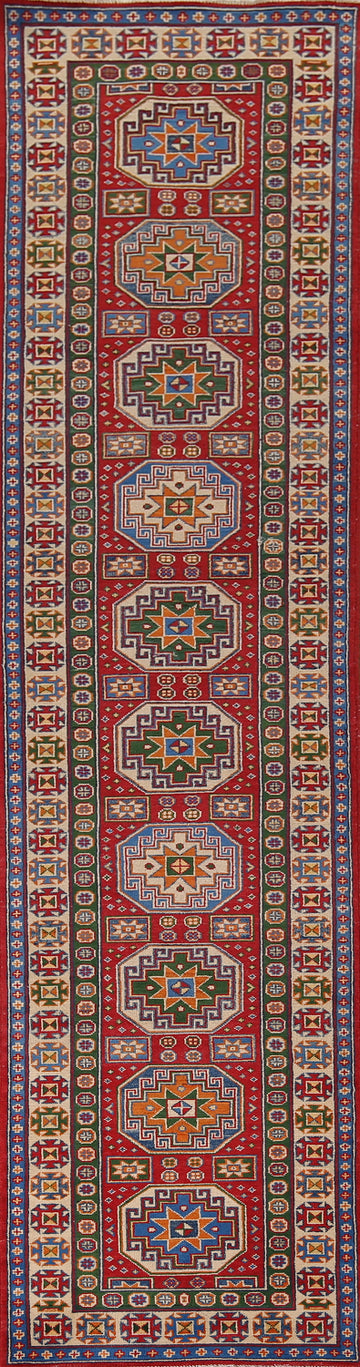 Handmade Kazak Oriental Runner Rug 3x13