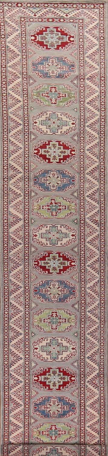 Handmade Gray Kazak Oriental Runner Rug 3x20