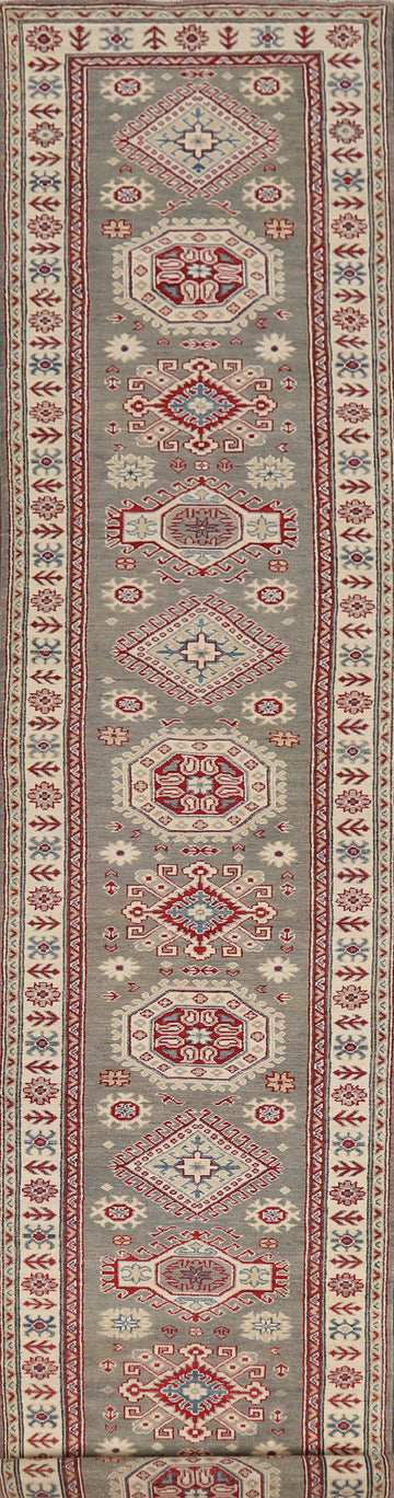 Geometric Kazak Oriental Runner Rug 3x16