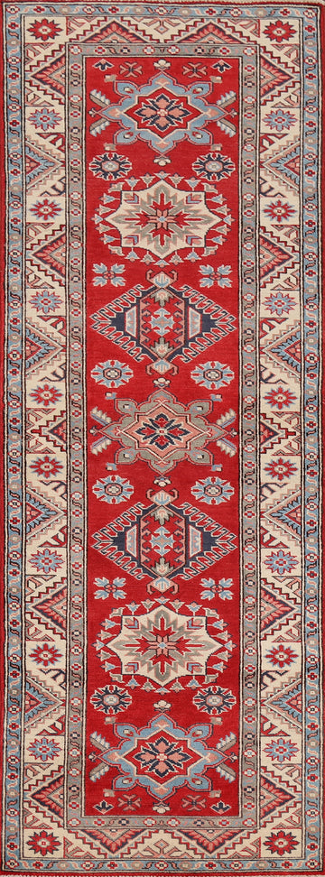 Geometric Kazak Oriental Runner Rug 3x10