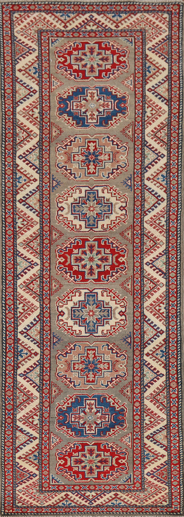 Geometric Kazak Oriental Runner Rug 3x10