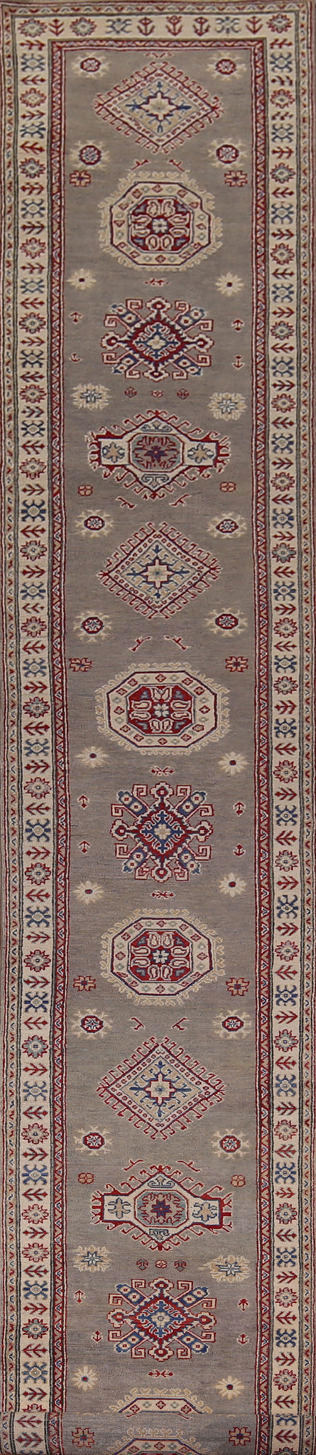 Geometric Kazak Oriental Runner Rug 3x19