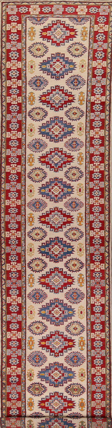 Handmade Wool Kazak Runner Rug 3x16