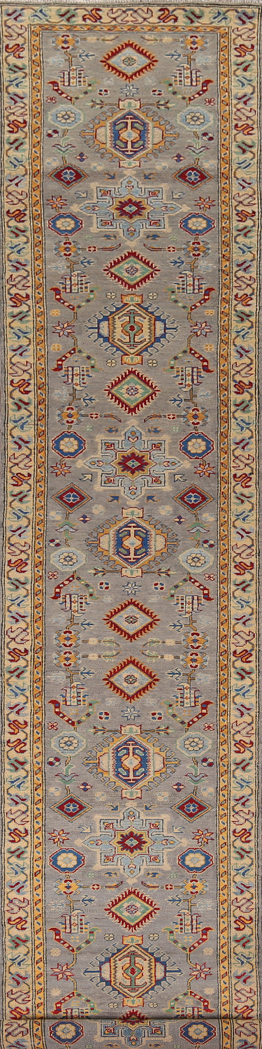 Geometric Kazak Oriental Runner Rug 3x16