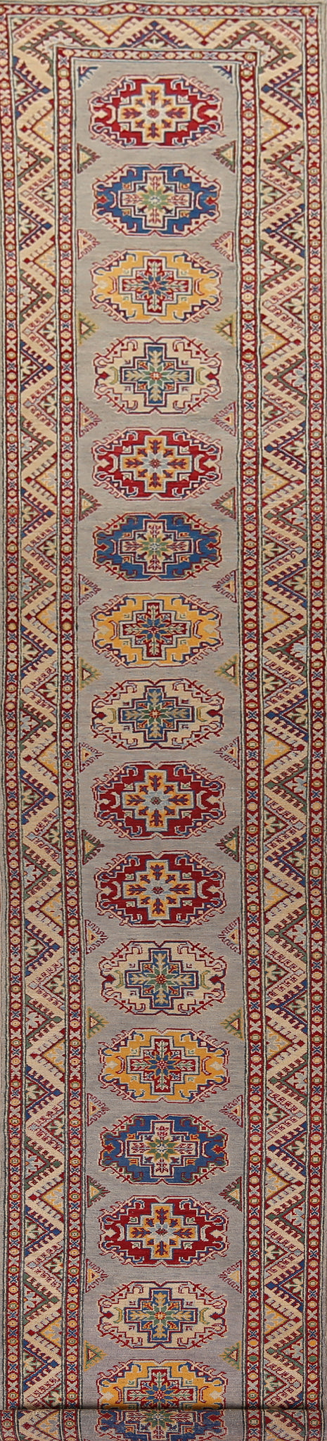 Handmade Wool Kazak Oriental Runner Rug 3x19