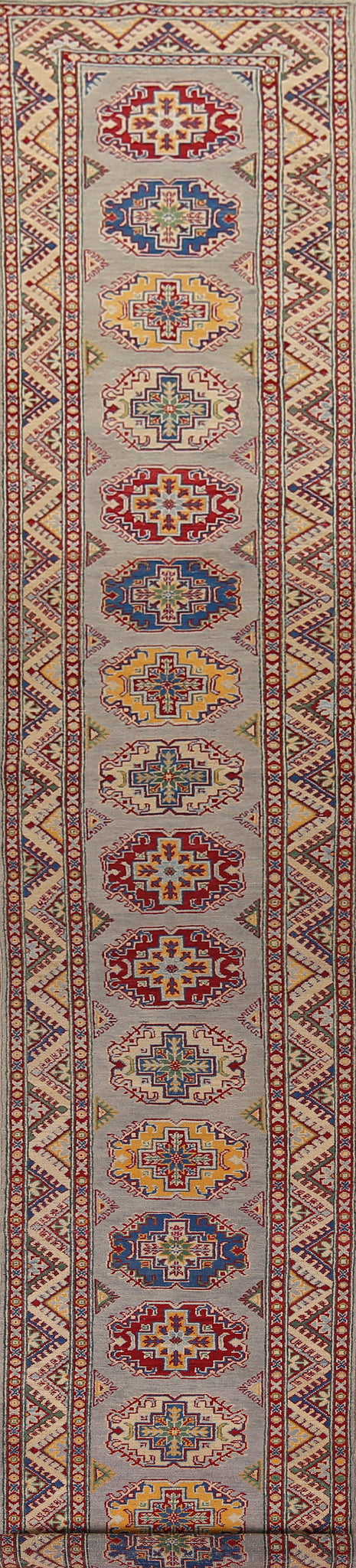 Handmade Wool Kazak Oriental Runner Rug 3x19