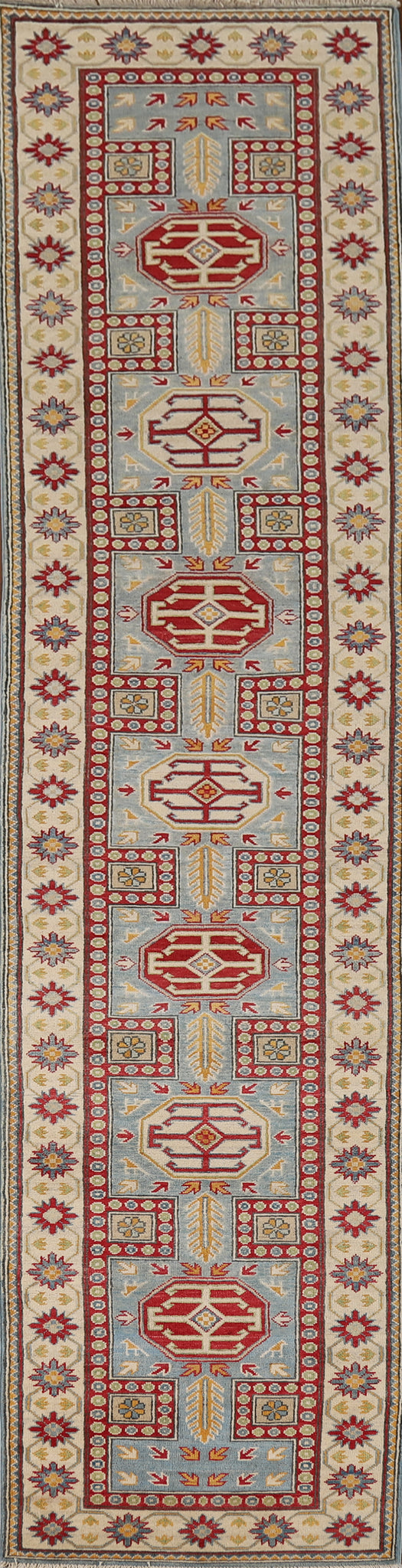 Geometric Kazak Oriental Runner Rug 3x13