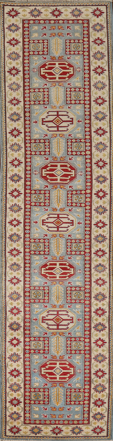 Geometric Kazak Oriental Runner Rug 3x13