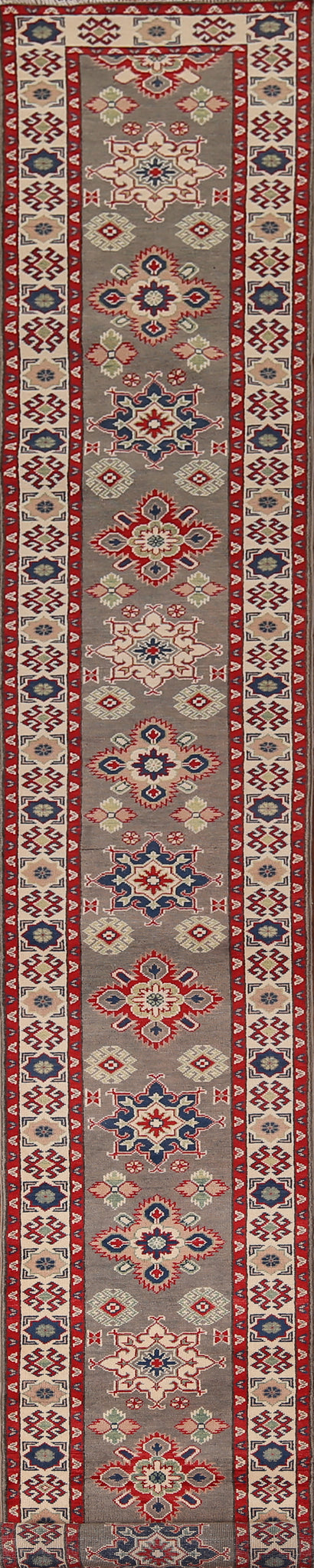 Geometric Kazak Oriental Runner Rug 2x19