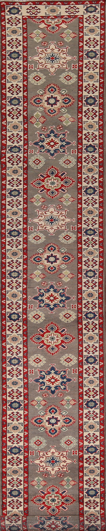 Geometric Kazak Oriental Runner Rug 2x19