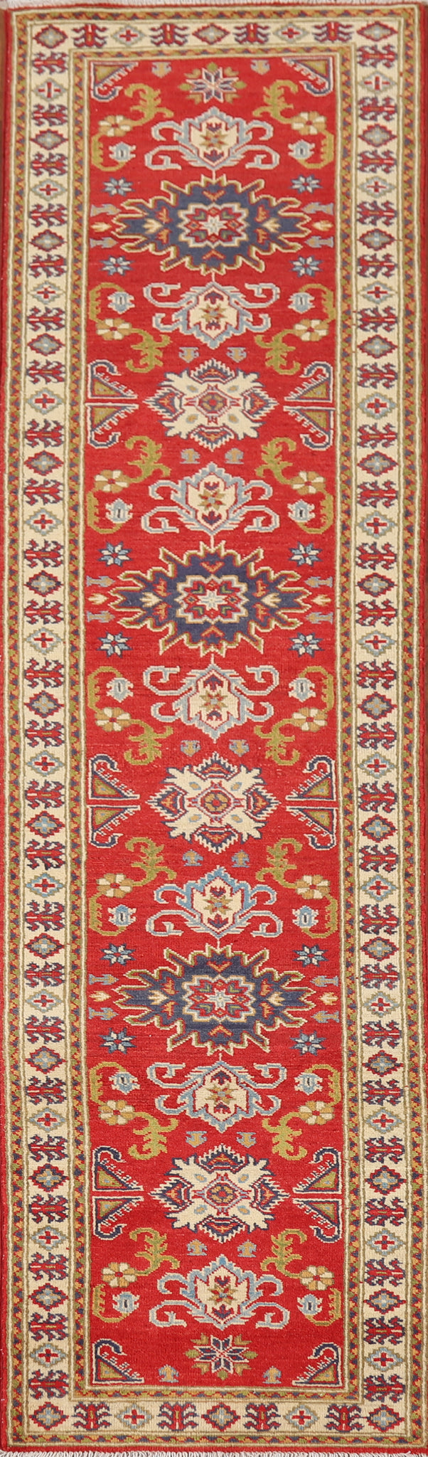 Handmade Wool Kazak Oriental Runner Rug 2x10