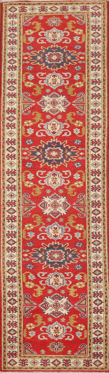 Handmade Wool Kazak Oriental Runner Rug 2x10