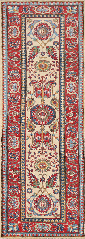 Handmade Wool Kazak Oriental Runner Rug 3x10