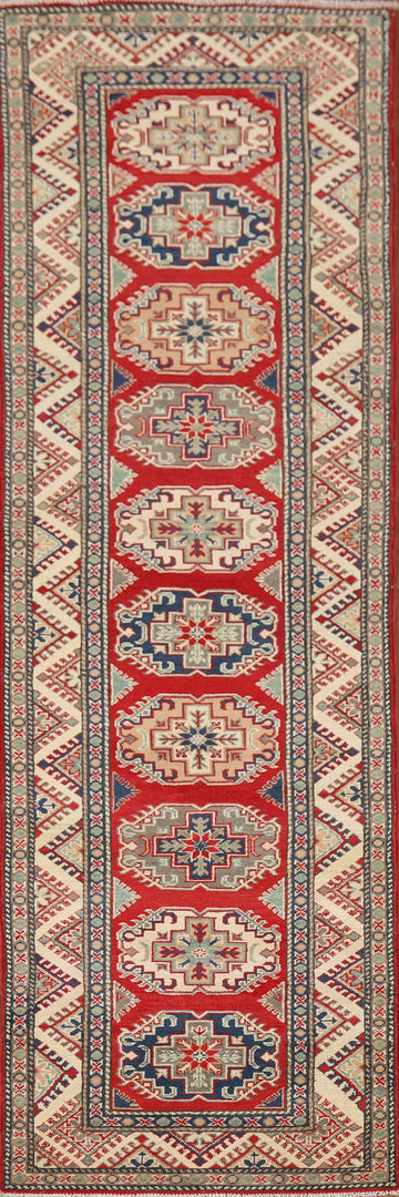 Geometric Kazak Oriental Runner Rug 3x11