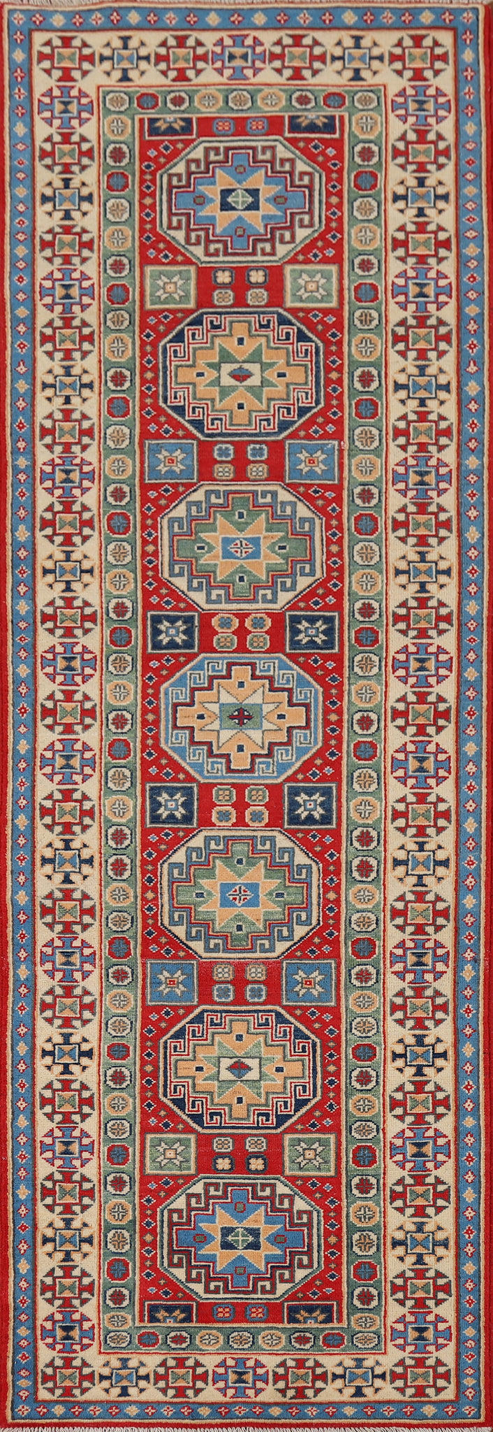 Handmade Kazak Oriental Runner Rug 3x10