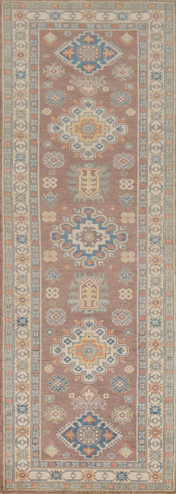 Geometric Kazak Oriental Runner Rug 3x10