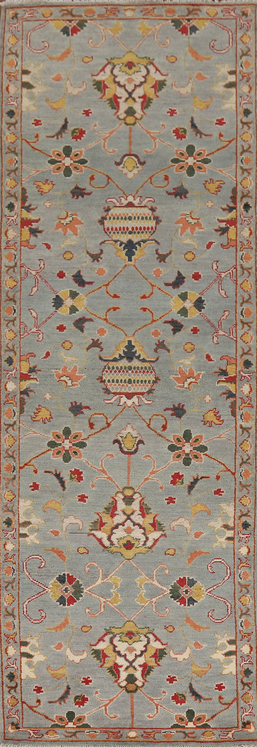 Light Blue Oushak Oriental Runner Rug 3x10