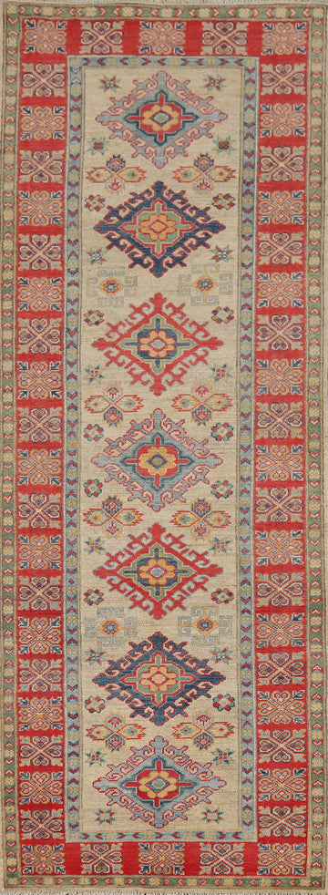 Geometric Kazak Oriental Runner Rug 3x10