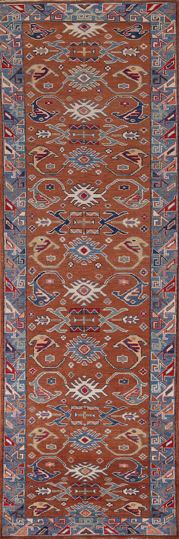 Handmade Wool Kazak Oriental Runner Rug 2x10