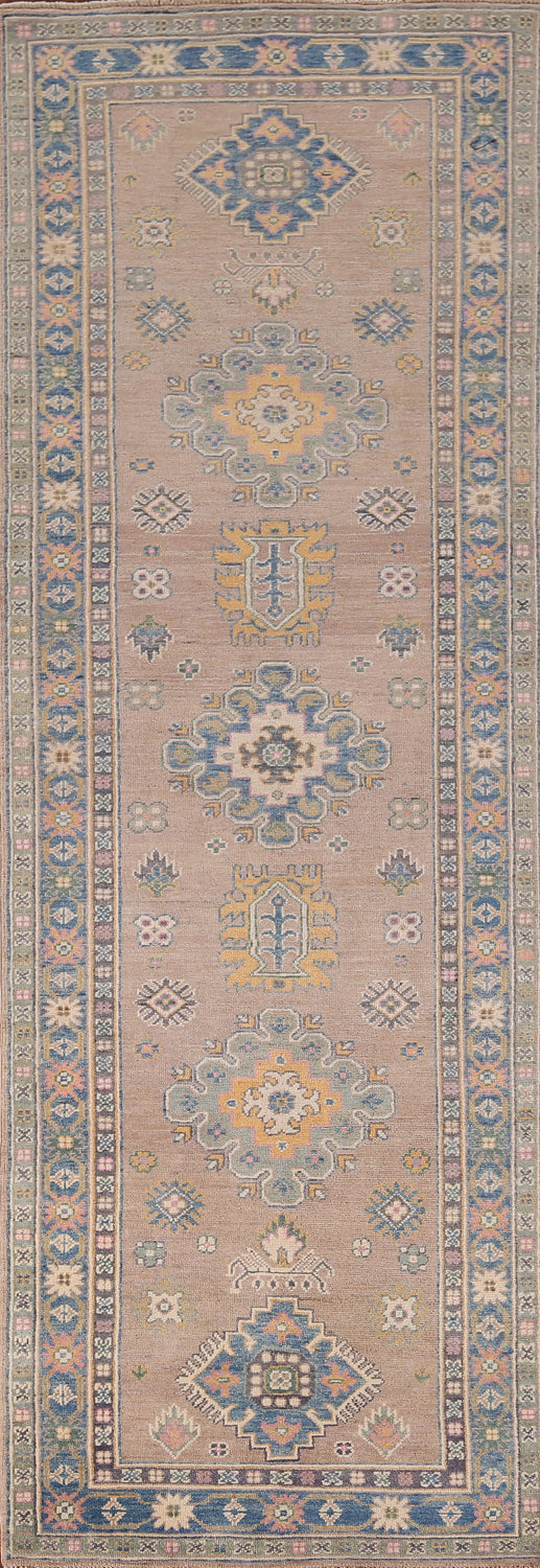 Handmade Wool Kazak Oriental Runner Rug 3x9