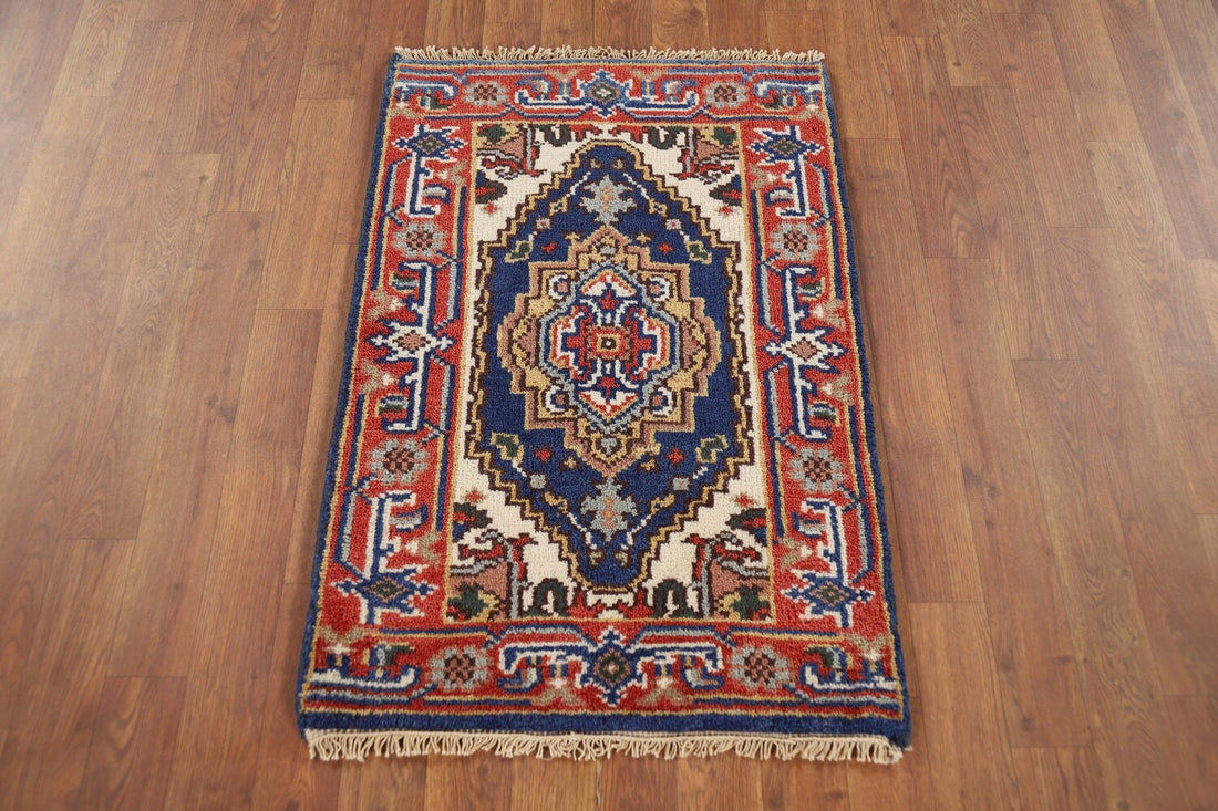 Navy Blue Heriz Serapi Indian Accent Rug 2x3