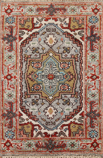 Gray Wool Heriz Serapi Indian Rug 2x3