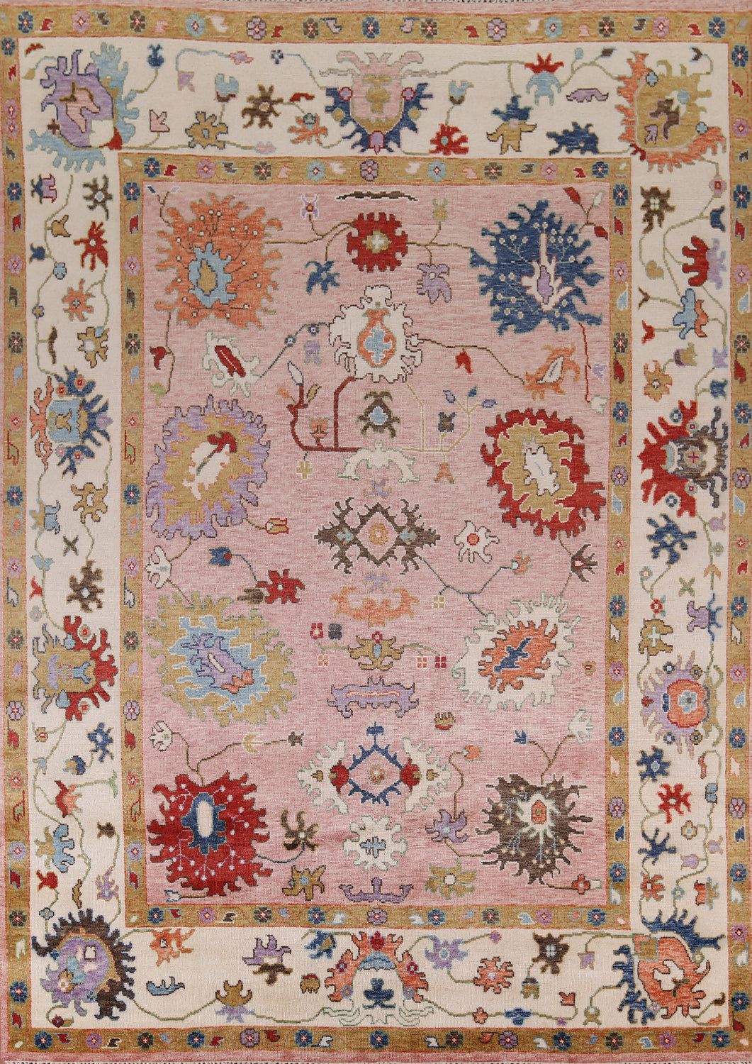 Handmade Pink Oushak Oriental Area Rug 9x12