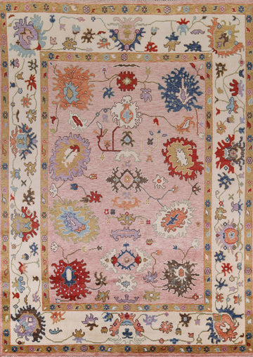 Handmade Pink Oushak Oriental Area Rug 9x12