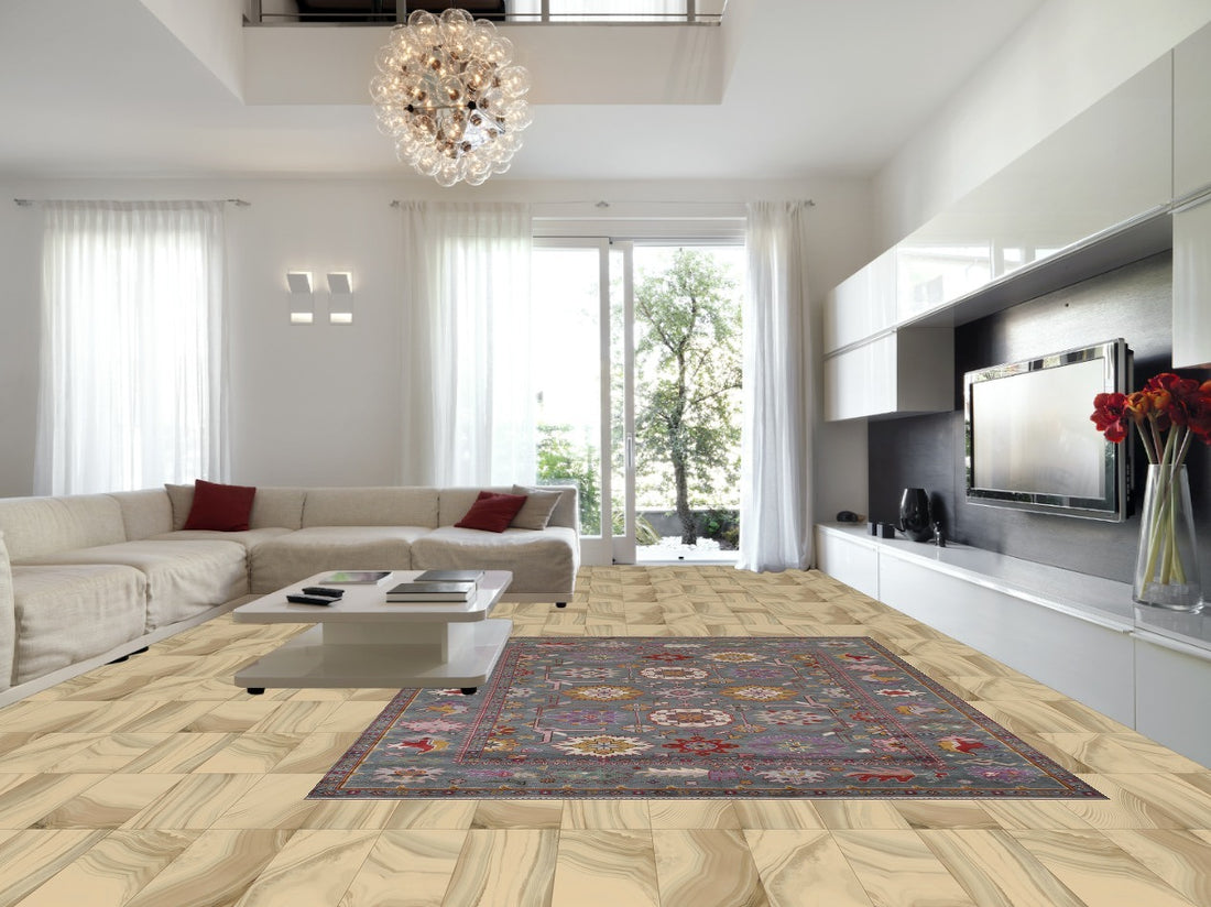All-Over Gray Oushak Oriental Area Rug 9x12