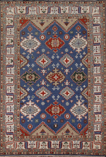 Blue Geometric Kazak Oriental Area Rug 8x10