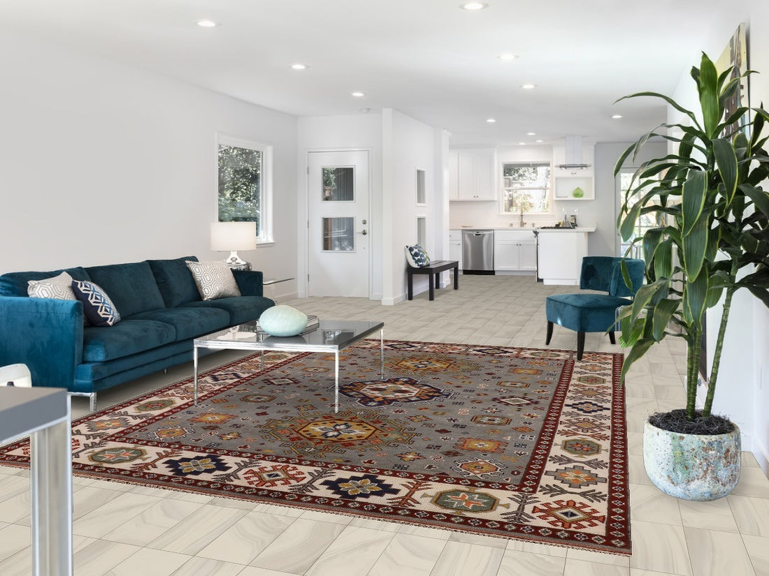 Geometric Wool Kazak Oriental Area Rug 8x10