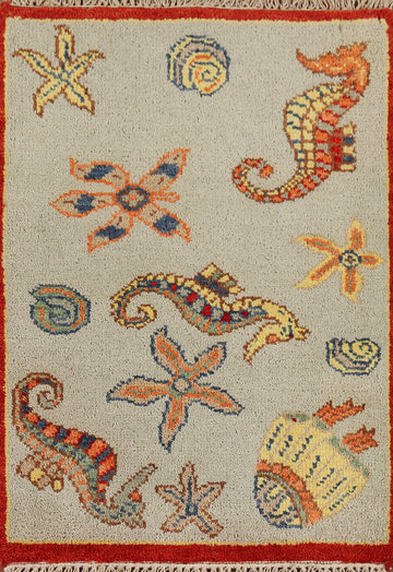 Animals Design Art Deco Indian Accent Rug 2x3