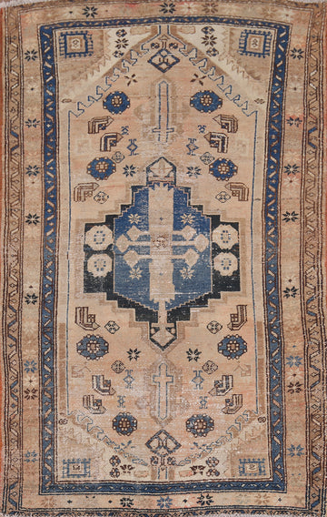 Distressed Tribal Wool Hamedan Persian Rug 4x6