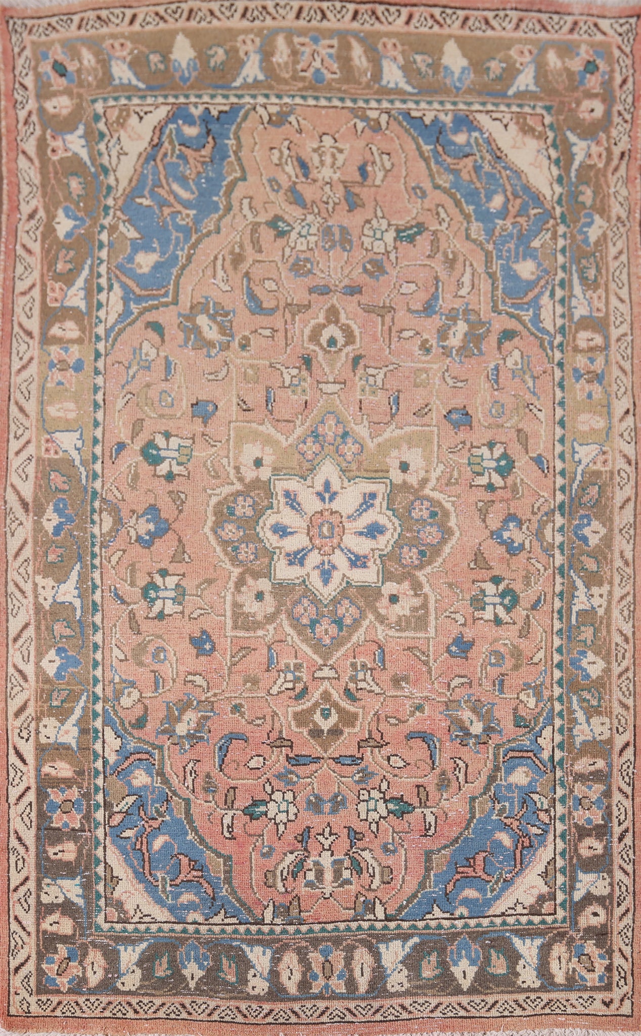 Vintage Floral Pink Sarouk Persian Rug 4x6