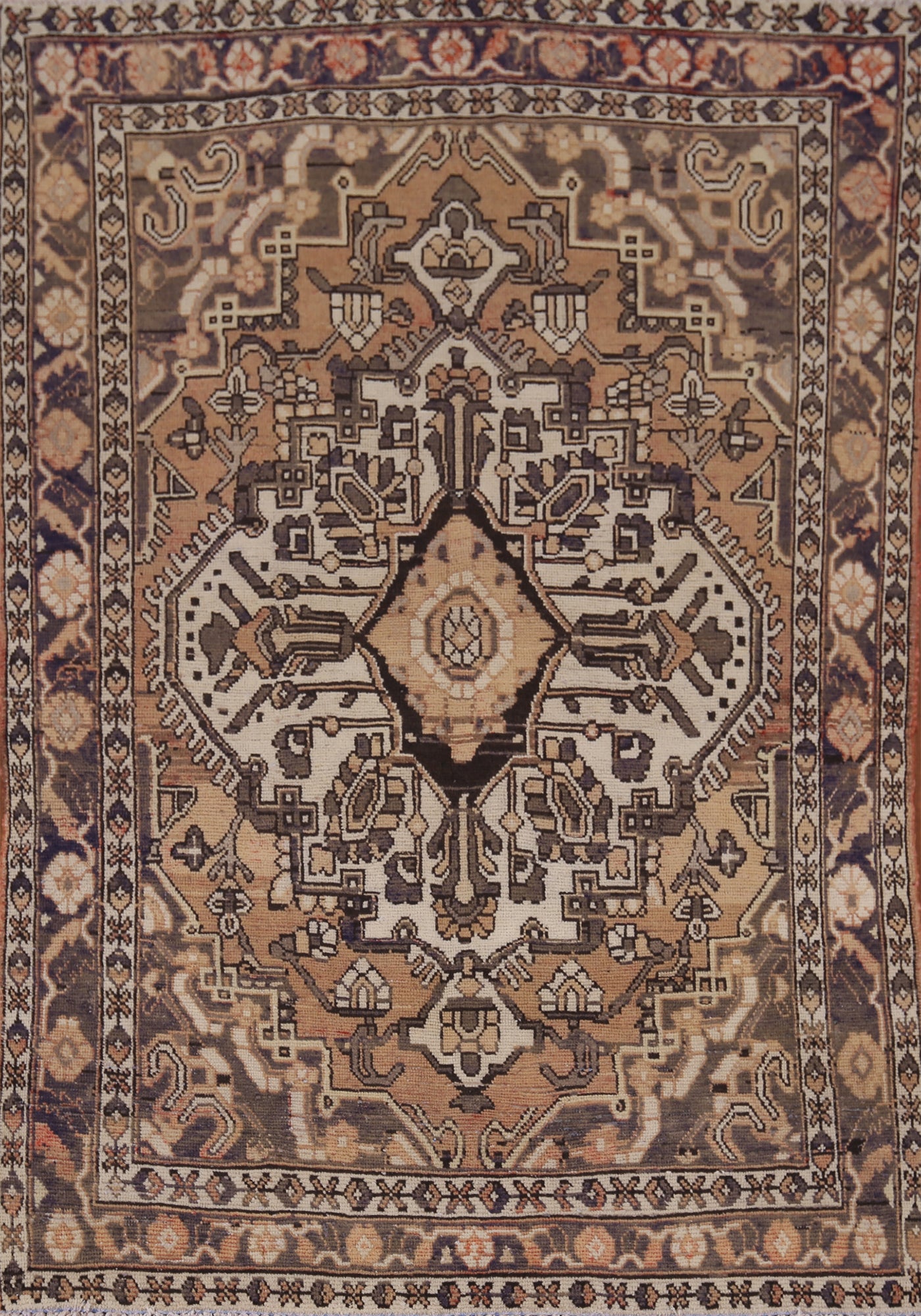 Vintage Geometric Bakhtiari Persian Rug 5x7